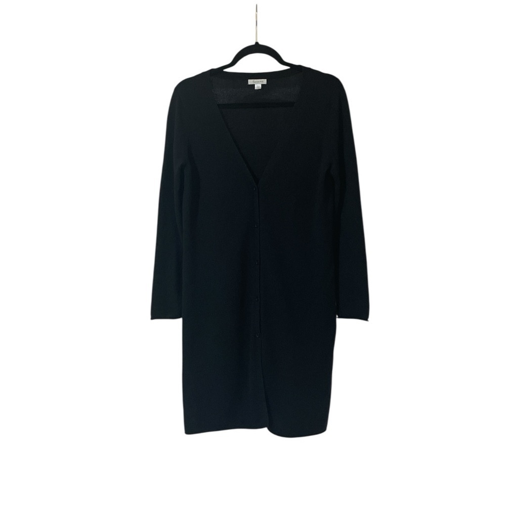 Garnet Hill Sweater 100% Cashmere Cardigan Size S Button Front V-neck Black